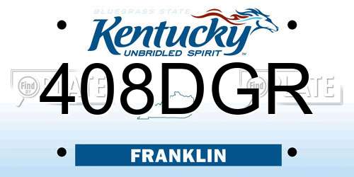 408DGR Kentucky License Plate