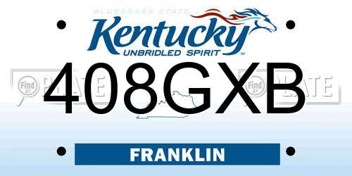 408GXB Kentucky License Plate
