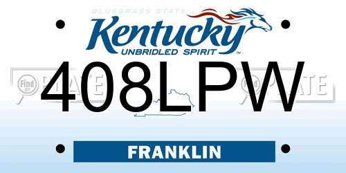 408LPW Kentucky License Plate