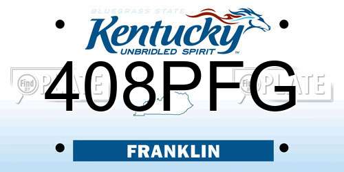 408PFG Kentucky License Plate