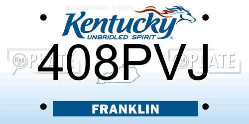 408PVJ Kentucky License Plate