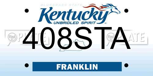 408STA Kentucky License Plate