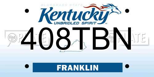 408TBN Kentucky License Plate