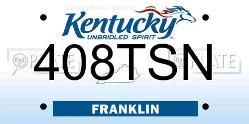 408TSN Kentucky License Plate