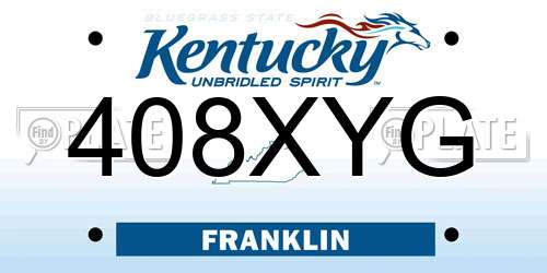 408XYG Kentucky License Plate