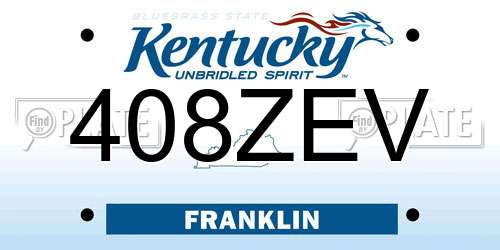 408ZEV Kentucky License Plate
