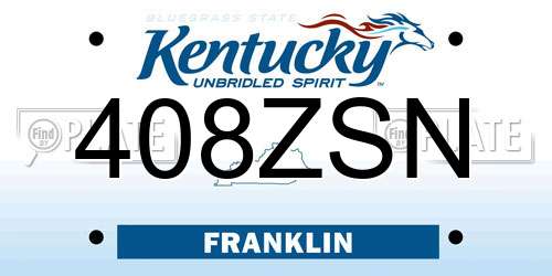 408ZSN Kentucky License Plate