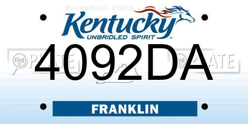 4092DA Kentucky License Plate
