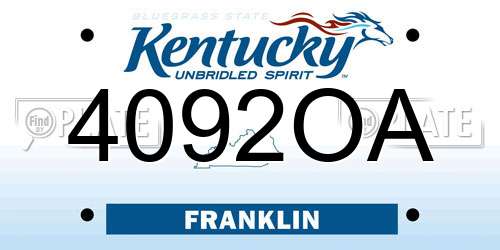 4092OA Kentucky License Plate