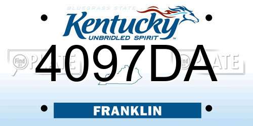 4097DA Kentucky License Plate