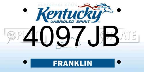 4097JB Kentucky License Plate