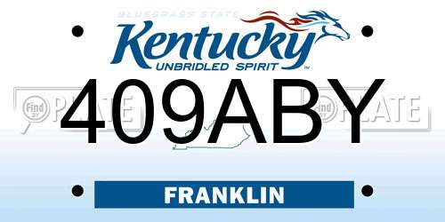 409ABY Kentucky License Plate