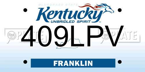 409LPV Kentucky License Plate