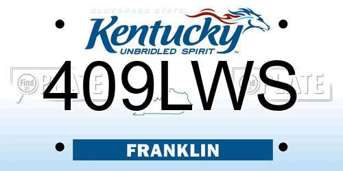 409LWS Kentucky License Plate