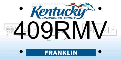 409RMV Kentucky License Plate