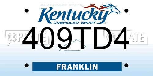 409TD4 Kentucky License Plate