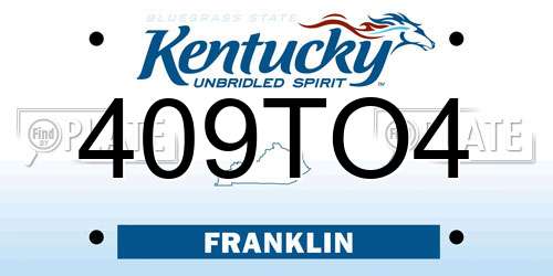 409TO4 Kentucky License Plate
