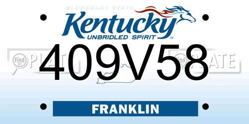 409V58 Kentucky License Plate