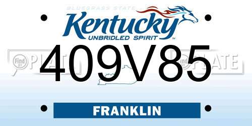 409V85 Kentucky License Plate