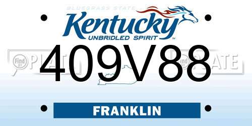 409V88 Kentucky License Plate