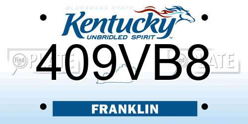 409VB8 Kentucky License Plate
