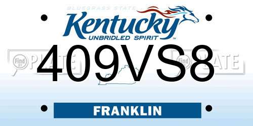 409VS8 Kentucky License Plate