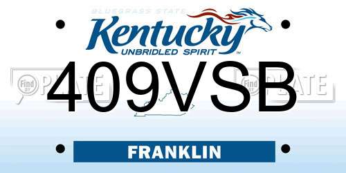 409VSB Kentucky License Plate