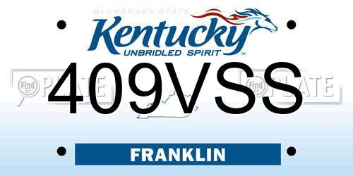 409VSS Kentucky License Plate