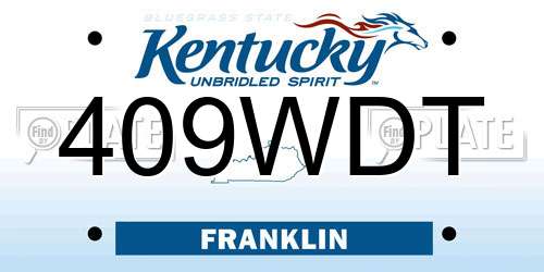 409WDT Kentucky License Plate
