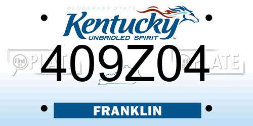 409Z04 Kentucky License Plate
