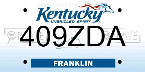409ZDA Kentucky License Plate