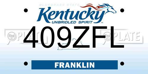 409ZFL Kentucky License Plate