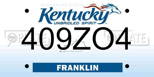 409ZO4 Kentucky License Plate
