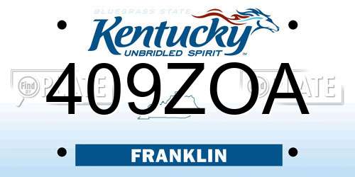 409ZOA Kentucky License Plate