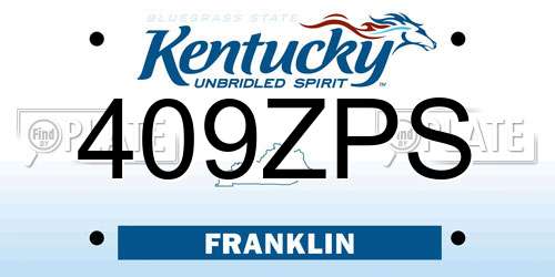 409ZPS Kentucky License Plate