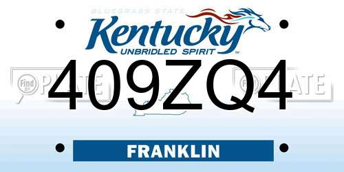 409ZQ4 Kentucky License Plate
