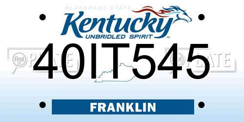 40IT545 Kentucky License Plate