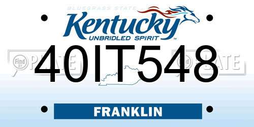 40IT548 Kentucky License Plate