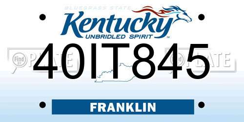 40IT845 Kentucky License Plate
