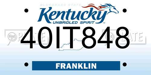 40IT848 Kentucky License Plate