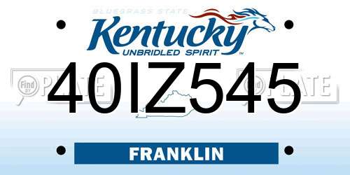 40IZ545 Kentucky License Plate