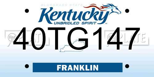 40TG147 Kentucky License Plate