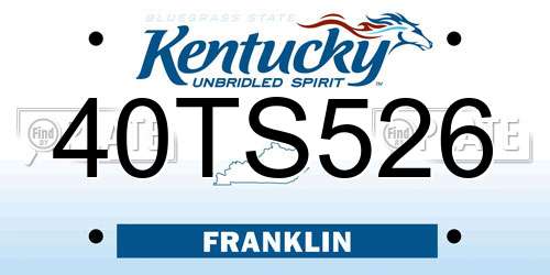 40TS526 Kentucky License Plate