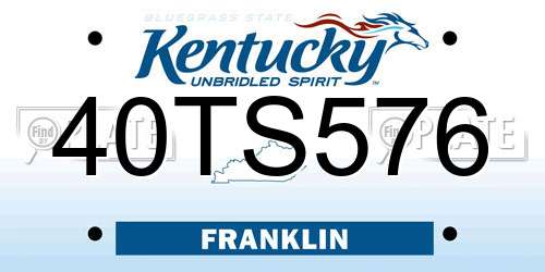 40TS576 Kentucky License Plate