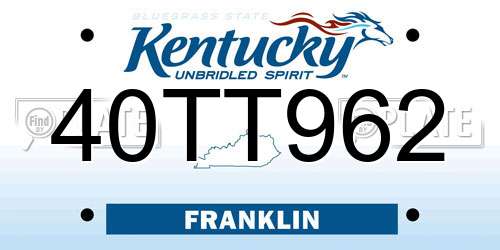 40TT962 Kentucky License Plate