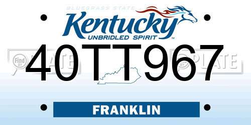 40TT967 Kentucky License Plate