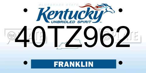 40TZ962 Kentucky License Plate