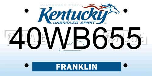 40WB655 Kentucky License Plate