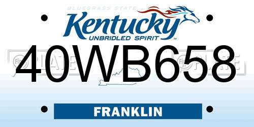 40WB658 Kentucky License Plate