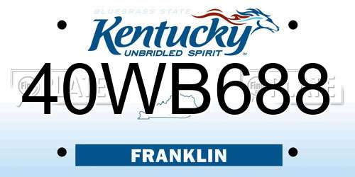 40WB688 Kentucky License Plate